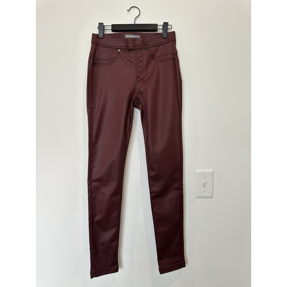 Kate & Mallory Womens XS Burgundy Brown Pull on Stretchy Mid Rise  Jean Jegging
